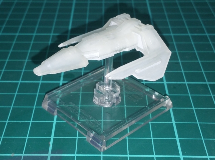 Annari Warship 1/4800Attack Wing 3d printed Older, 1/5400 model. Smooth Fine Detail Plastic, mounted on a small Attack Wing base.