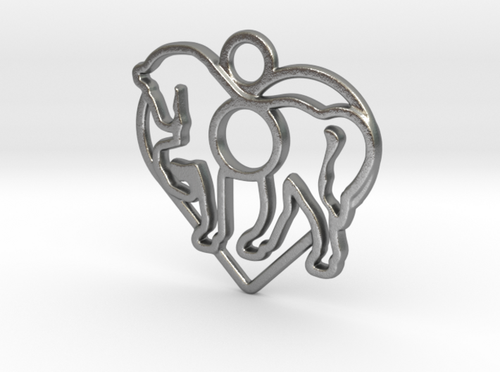 horse &amp; heart intertwined pendant with 10 mm round 3d printed