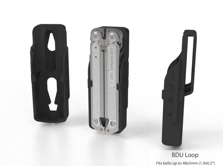 Holster for Leatherman Free P2 3d printed Regular, and BDU Belt Loop