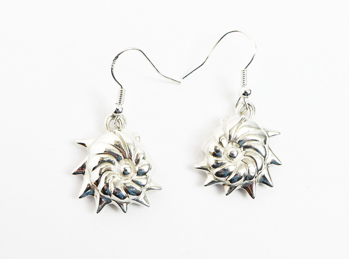 Cristellaria earrings 3d printed Cristellaria earrings in polished silver