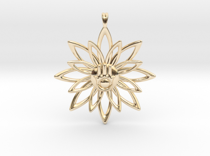 Blooming Hamsa Hand Flower Jewelry Pendant 3d printed