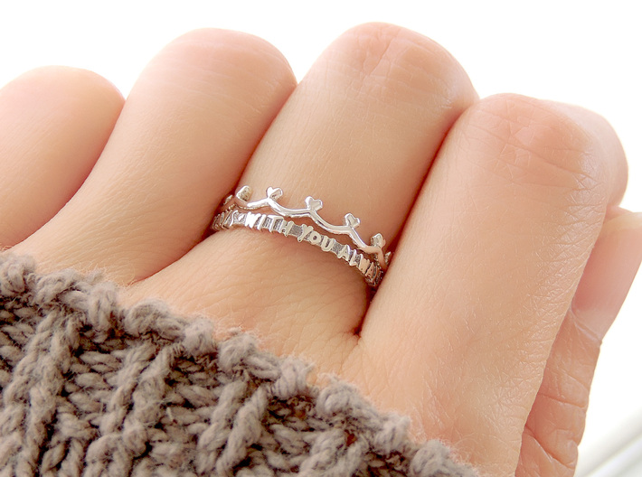 Scalloped Heart Ring (Multiple Sizes) 3d printed Scalloped Heart and ‘With You Always’ Rings Stacked