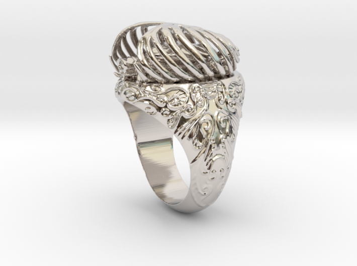 &quot;My Beloved&quot; Ribcaged Heart Ring 3d printed