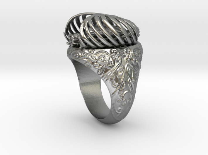 &quot;My Beloved&quot; Ribcaged Heart Ring 3d printed