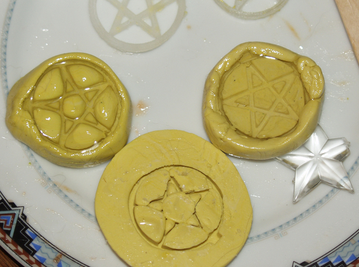 Light up pentacle necklace (back) 3d printed I tried various methods to make the mold