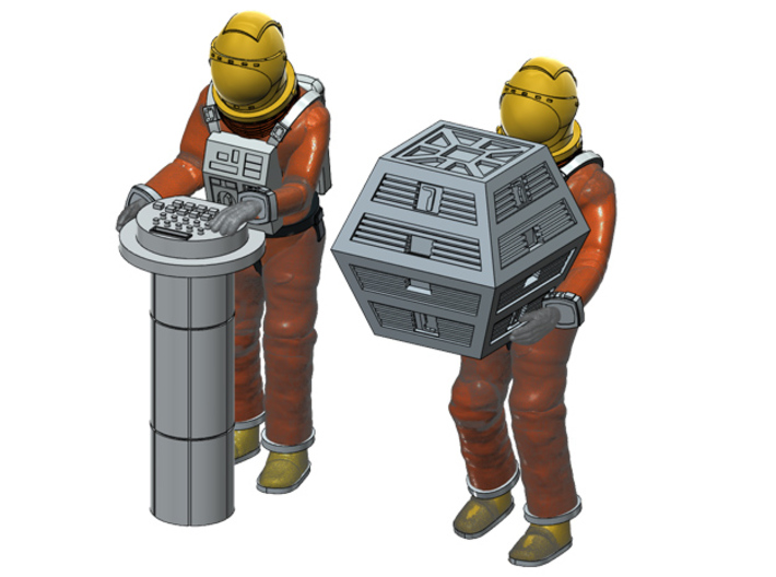 SPACE 1999 1/48 ASTRONAUT WORKING B SET 3d printed Render of the parts available in the product.