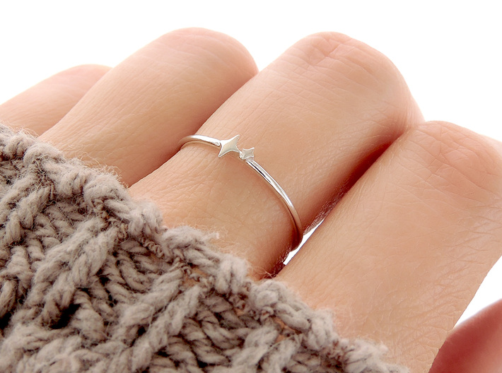 Twin Sparkle Ring (Multiple Sizes) 3d printed Twin Sparkle Ring in Polished Silver
