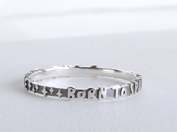 Born To Sparkle Ring (Multiple Sizes) 3d printed ‘Born To Sparkle’ Ring in Polished Silver with Aftermarket Patina
