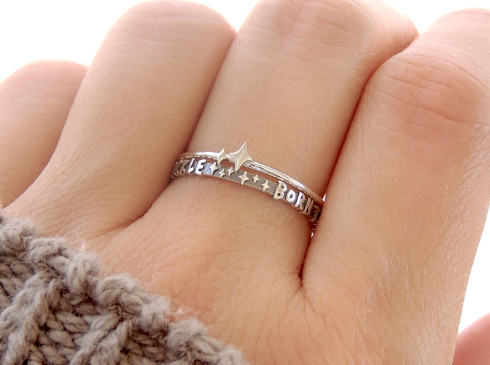 Born To Sparkle Ring (Multiple Sizes) 3d printed ‘Born To Sparkle’ and Twin Sparkle Rings Stacked