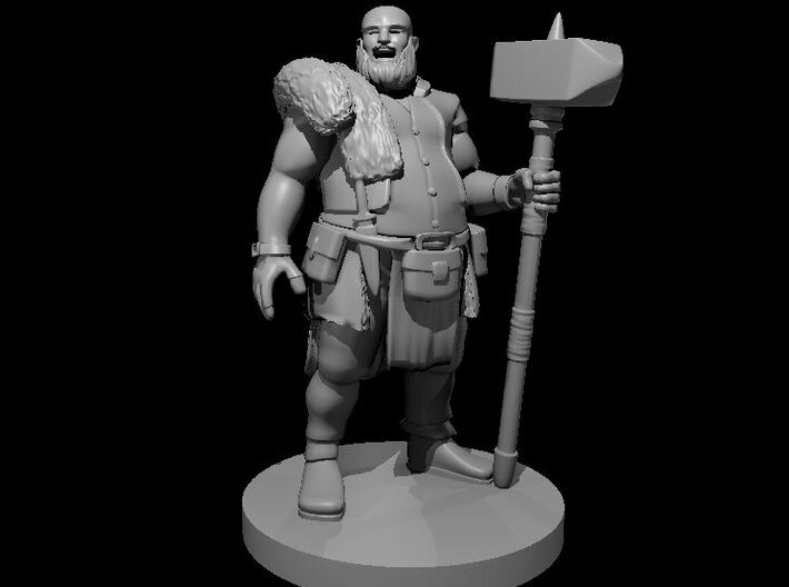 Happy Human Barbarian with Maul 3d printed