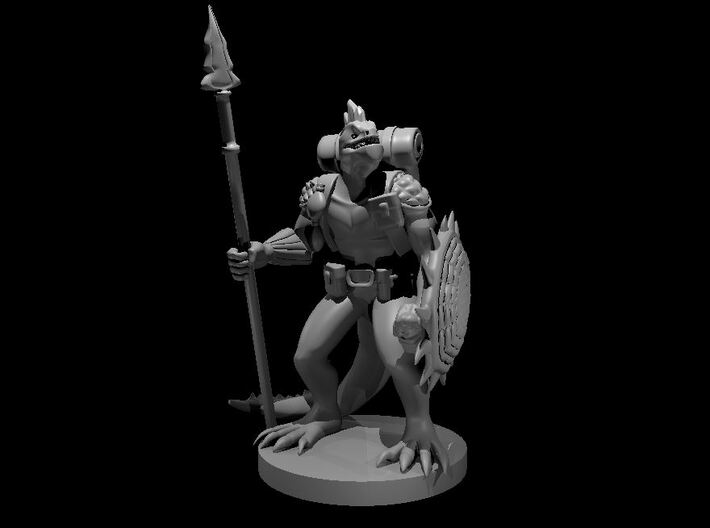 Lizardfolk Fighter with Shield and Spear 3d printed