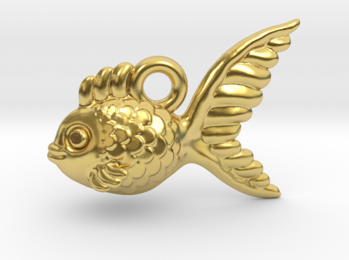 Pendant: 'Goldfish' 3d printed 