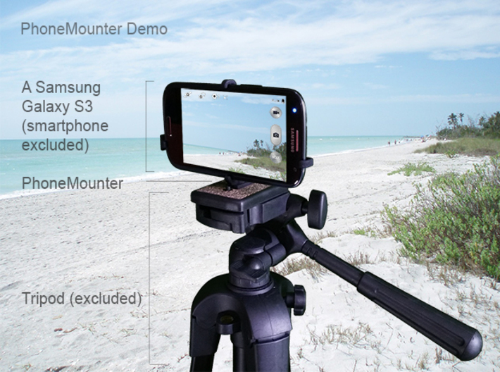 Oppo Reno Ace tripod &amp; stabilizer mount 3d printed A demo Samsung Galaxy S3 mounted on a tripod with PhoneMounter