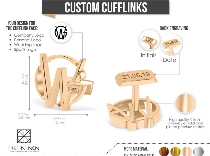  Custom Logo Cufflinks | Wedding Cufflinks | Gifts 3d printed 