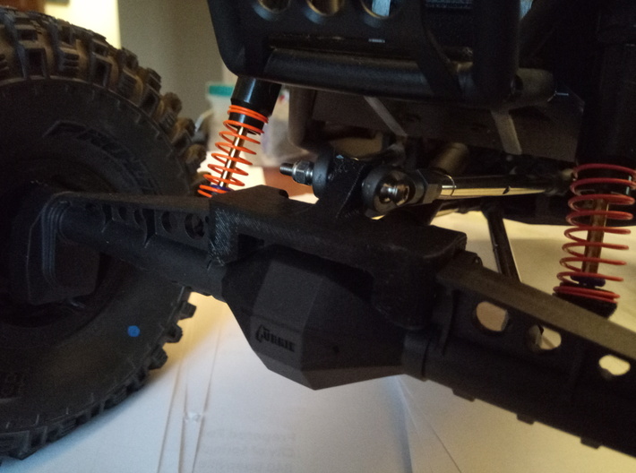 Axial Capra Rear Upper Link Riser 3d printed Prototype with 90mm shocks installed