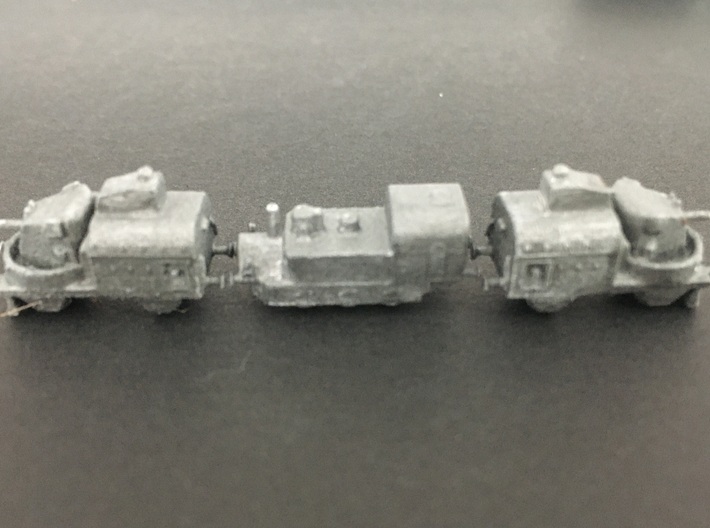 1/350th scale 2 x Armoured gun carriage cars 3d printed Photo and painting by Rhtrain.