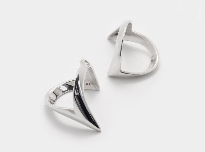 Wishbone Ring .Silver Point V Shape Chevron Band 3d printed Spikey Chevron Stacker Style Ring . Best Wishes Gift for Her