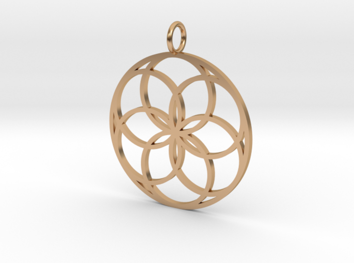 GG3D-013 3d printed Geometric circular flower pendant