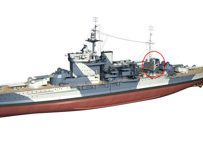 1/600 HMS Warspite Superstructure Aft 3d printed 