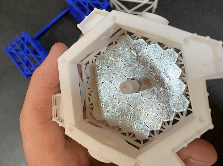 Part 1 of 3: Keck-Telescope-Upper-v7  (1:170) 3d printed Before joining Upper and Lower, the segmented primary mirror piece (available separately) is installed.