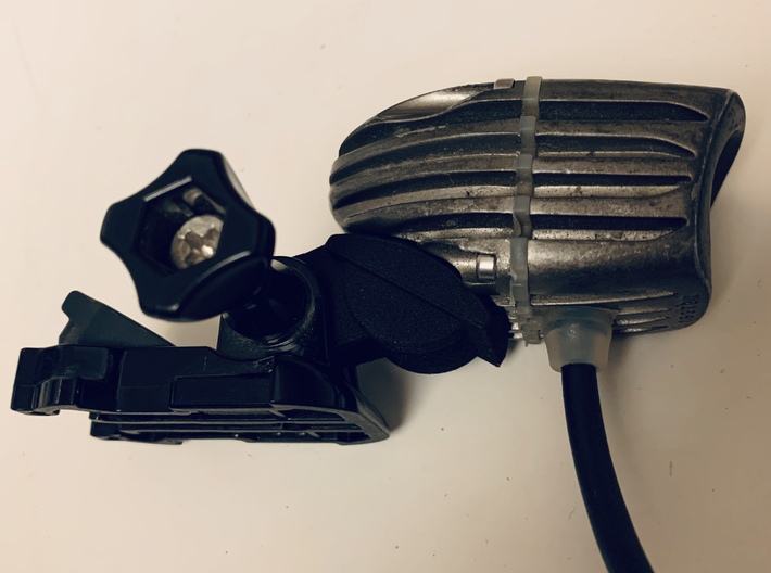Adapter for Niterider headlight to fit Gopro mount 3d printed side view of mount