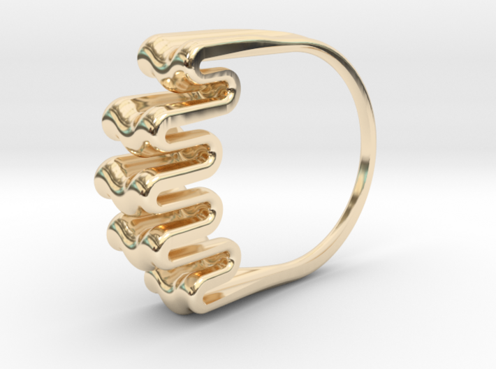Ripple Ring - US Size 07 3d printed 14K Yellow Gold Rendering
