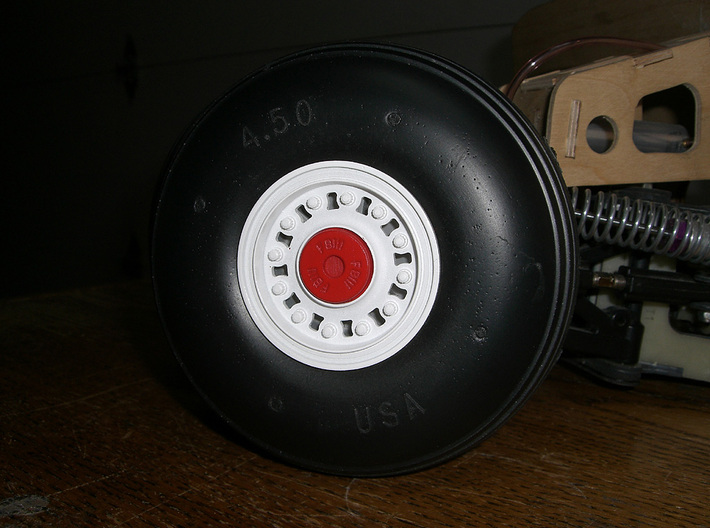 F-111 Main Wheel Cover V2 3d printed Sullivan 4.5" wheel with F-111 wheel cover and hub.