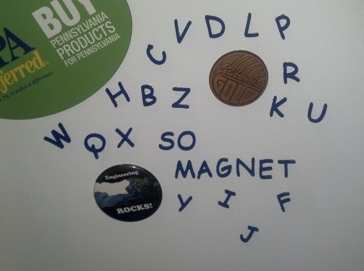 Comic Sans Alphabet Magnets 3d printed So Magnet.