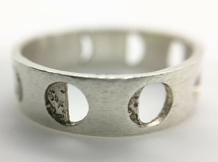 Jillian's Moon Ring 3d printed Half moon with real moon craters!