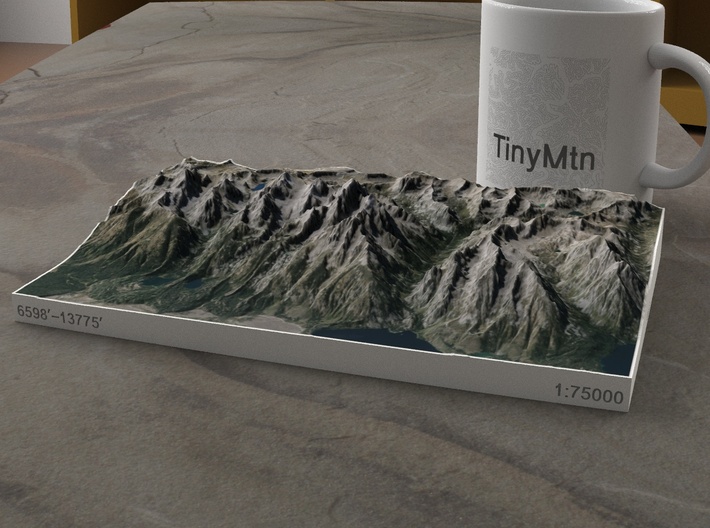 Grand Tetons, Wyoming, USA, 1:75000 3d printed