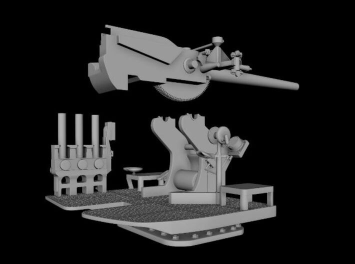 1/72 5 inch 25 (12.7 cm) Deck AA Gun KIT 3d printed 