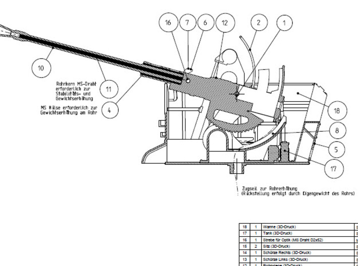 Bofors 40mm L/70 MEL Rohrwiege 1:25 3d printed 