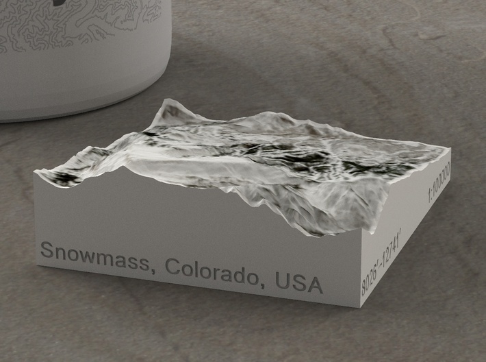 Snowmass in Winter, Colorado, USA, 1:100000 3d printed 