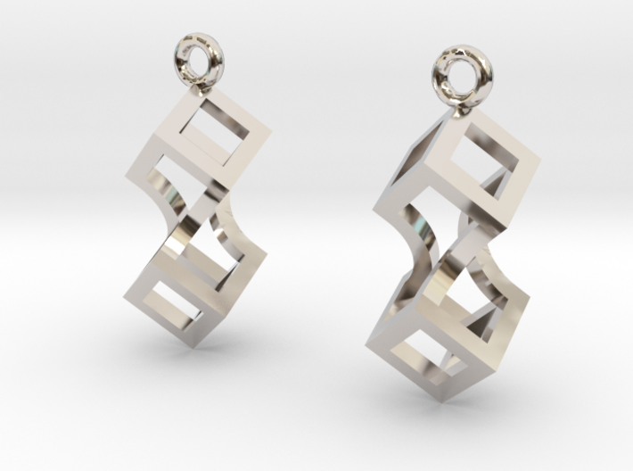 Linked cubes [earrings] 3d printed