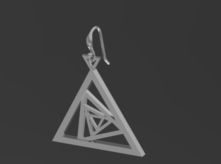 Triangle spiral earrings 3d printed 