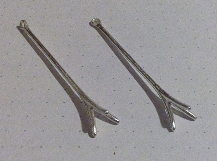 Tri-Spur Drop Earrings Pair 3d printed As Delivered - Premium Silver