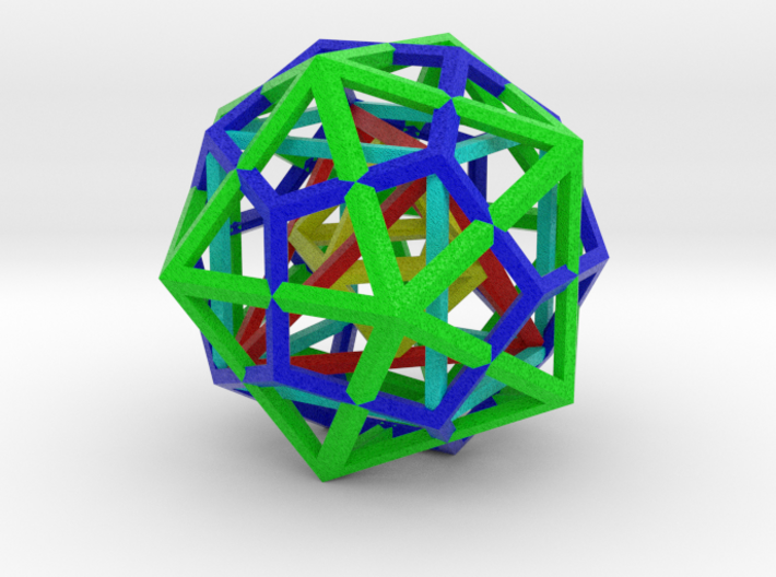 Nested Platonic solids, color, octahedron center 3d printed