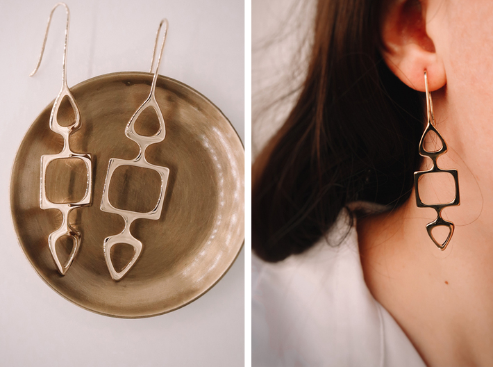 Reflection Earrings 3d printed