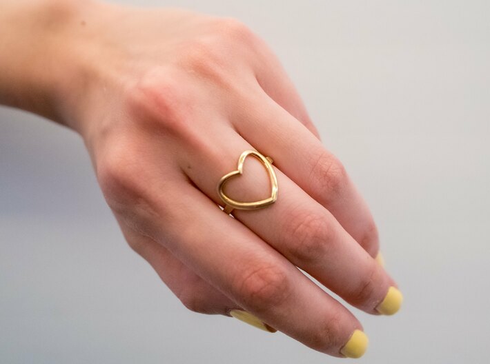 Open Heart Ring 3d printed Open Heart Ring available in  14K , 18K Gold and 14K Gold Plated Brass