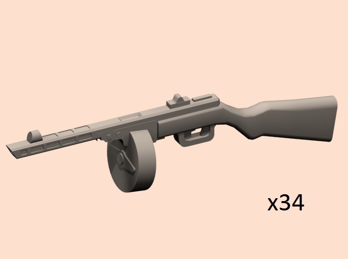 1/35 Soviet PPSh-41 gun (drum) 3d printed