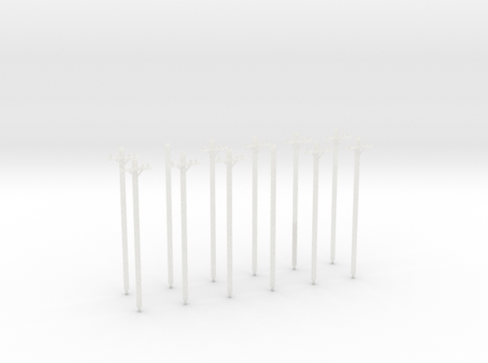 N-Scale Transmission Poles (10-Pack) 3d printed Shapeways Rendering