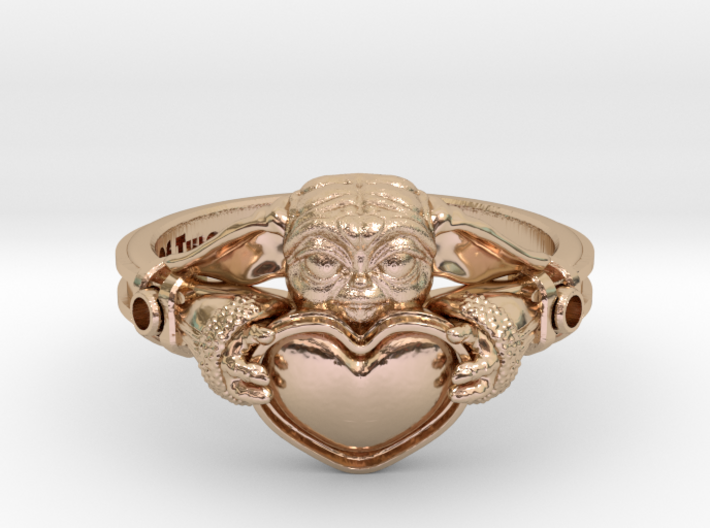 Baby Yoda Heart Ring Size 4 US 3d printed