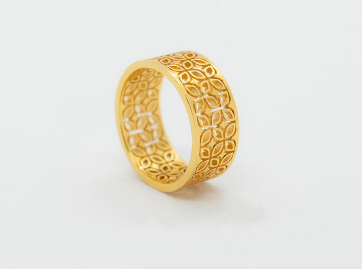 Kawung Filigree Gold Ring 3d printed 