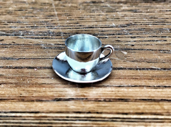 coffee cup or tea cup charm 3d printed single silver cup
