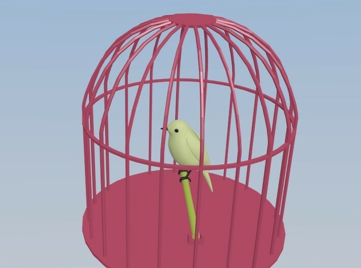 Bird 3d printed The bird can be attached to a rod of the bird cage.