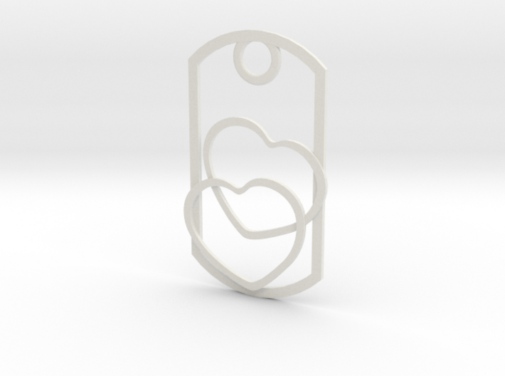 2 Hearts dog tag necklace pendant 3d printed
