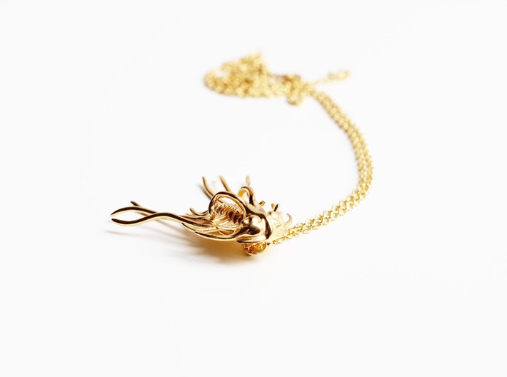 Dicranurus Trilobite Pendant - Paleontology  3d printed Dicranurus Trilobite in 14K gold plated brass