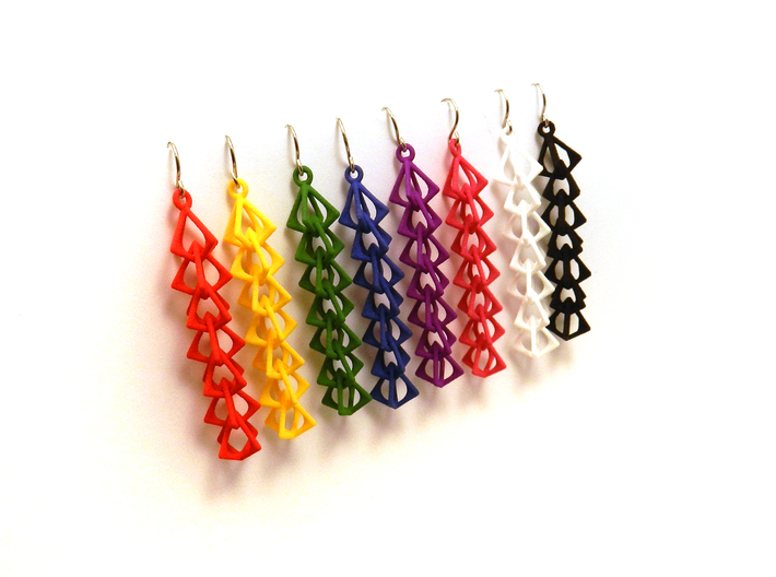 Diamond Earrings 3d printed all the colors!