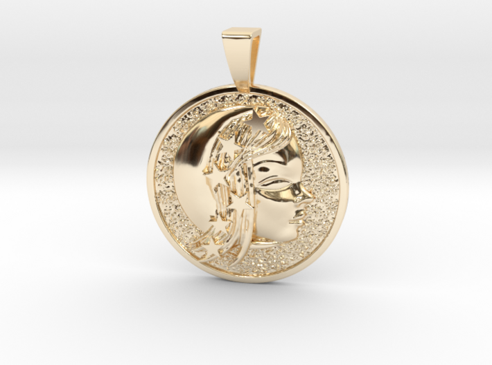 Moon Goddess Coin Pendant 3d printed