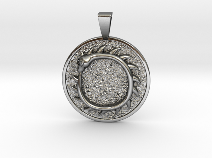 Jormungandr Midgard Serpent Coin Pendant 3d printed